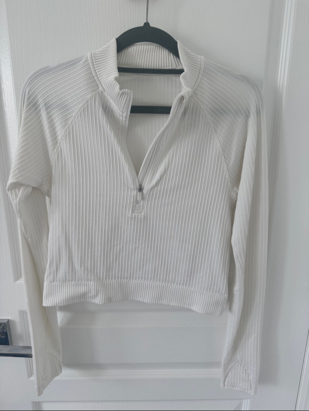 Lululemon Cropped Ribbed Half-Zip Top - White XS